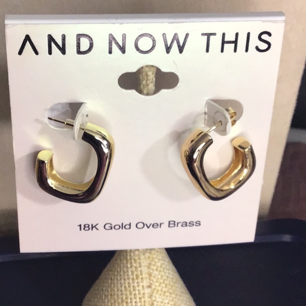 18 K gold over brass open hoop, gold earrings